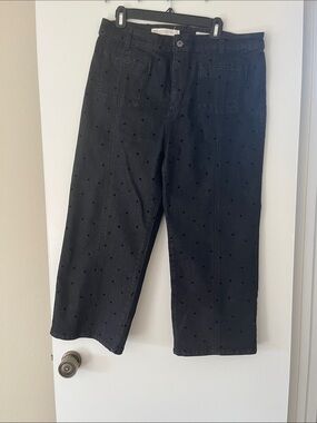 Pilcro & The Letterpress  Black Polka Dot Cropped Wide-Leg Jeans